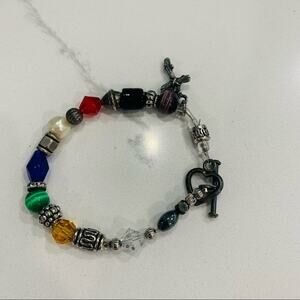 Silver beaded handmade prayer bead bracelet 7.25" long